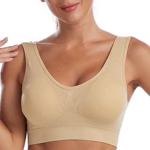 Damen Leichte Unterstützung Sport Bustier bh Sport-BH Bustier Rückenfrei mit am Rücken überkreuzten Trägern BH-Oberteil Gefüttert Fitness Freizeit Sport Laufen Atmungsaktiv Leichtgewichtig Weich Image