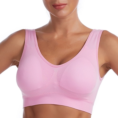 Damen Leichte Unterstützung Sport Bustier bh Sport-BH Bustier Rückenfrei mit am Rücken überkreuzten Trägern BH-Oberteil Gefüttert Fitness Freizeit Sport Laufen Atmungsaktiv Leichtgewichtig Weich Image