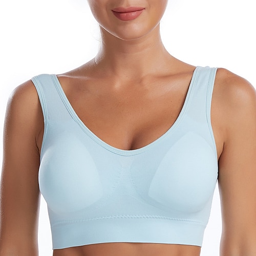 Damen Leichte Unterstützung Sport Bustier bh Sport-BH Bustier Rückenfrei mit am Rücken überkreuzten Trägern BH-Oberteil Gefüttert Fitness Freizeit Sport Laufen Atmungsaktiv Leichtgewichtig Weich Image