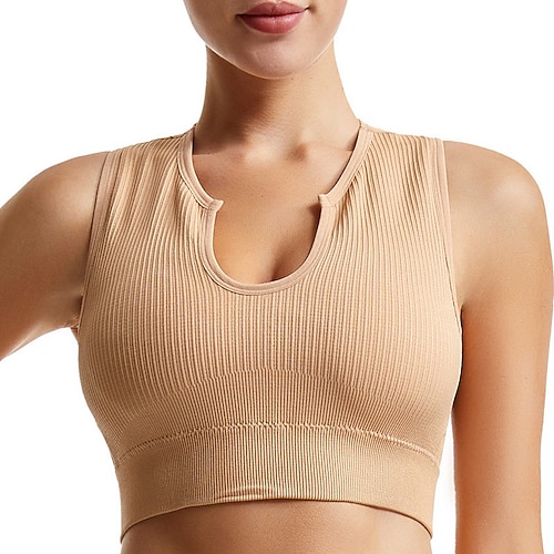 Damen Leichte Unterstützung Sport Bustier bh Sport-BH Bustier Drahtlos Fester Halt BH-Oberteil Gefüttert Fitness Freizeit Sport Laufen Atmungsaktiv Leichtgewichtig Weich wasserblau Schwarz Weiß Image