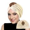 cappello turbante di lusso da donna con cristalli, turbante elasticizzato plissettato vintage