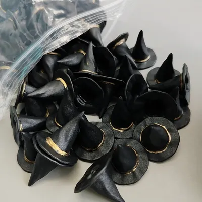 Mini Resin Halloween Witch Hat Miniatures Flatback Cabochon Scrapboking Ornament DIY Crafts Decoration