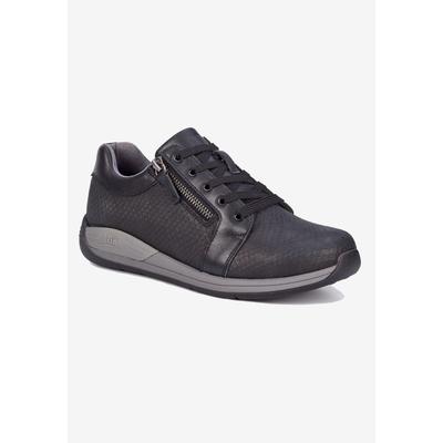 Extra Wide Width Women's Tally Zip Up Oxford Shoe by Drew in Black Nubuck (Size 6 WW)