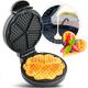 Waffeleisen – Waffeleisen aus Edelstahl, antihaftbeschichtet, 12,3 x 22,6 x 29,6 cm, 1000 W, Silber und Schwarz