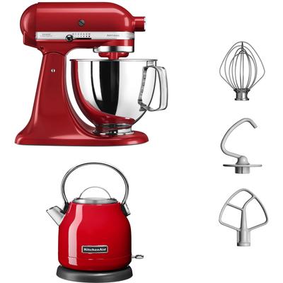 KITCHENAID Küchenmaschine "5KSM125EER+Gratis Wasserkocher 5KEK1222EER" Küchenmaschinen mit Wasserkocher rot (empire red)