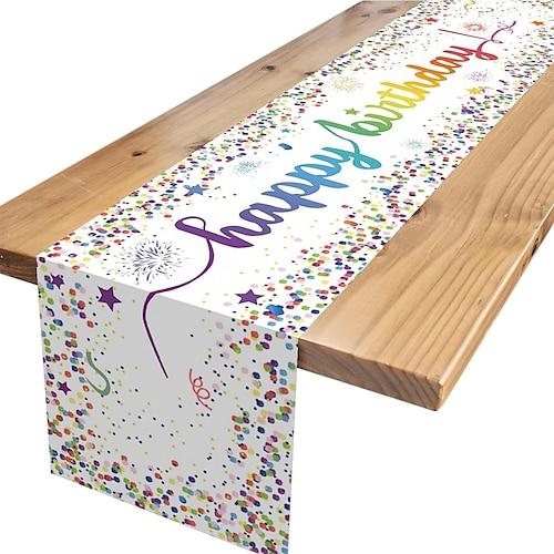 chemin de table joyeux anniversaire, décoration de table de fête d'anniversaire blanche