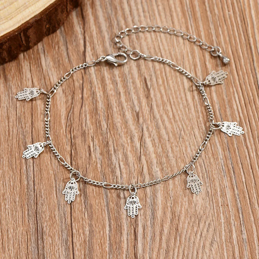 2024 neue Frauen Fußkettchen klassische Fatima Hand Knöchel kette verstellbare Sommer Strand Accessoires weibliche Bein Armband Geschenke für sie Image