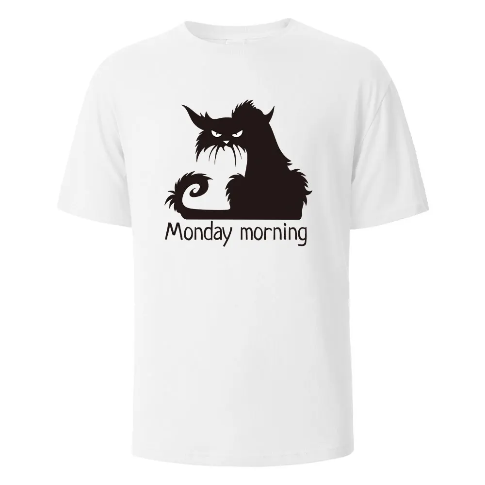 Herren bedrucktes T-Shirt Monday morning lustige Grafik 100% Baumwolle Overs ize Kurzarm T-Shirts für Männer Frauen Sommer Mode Casual Tops Image