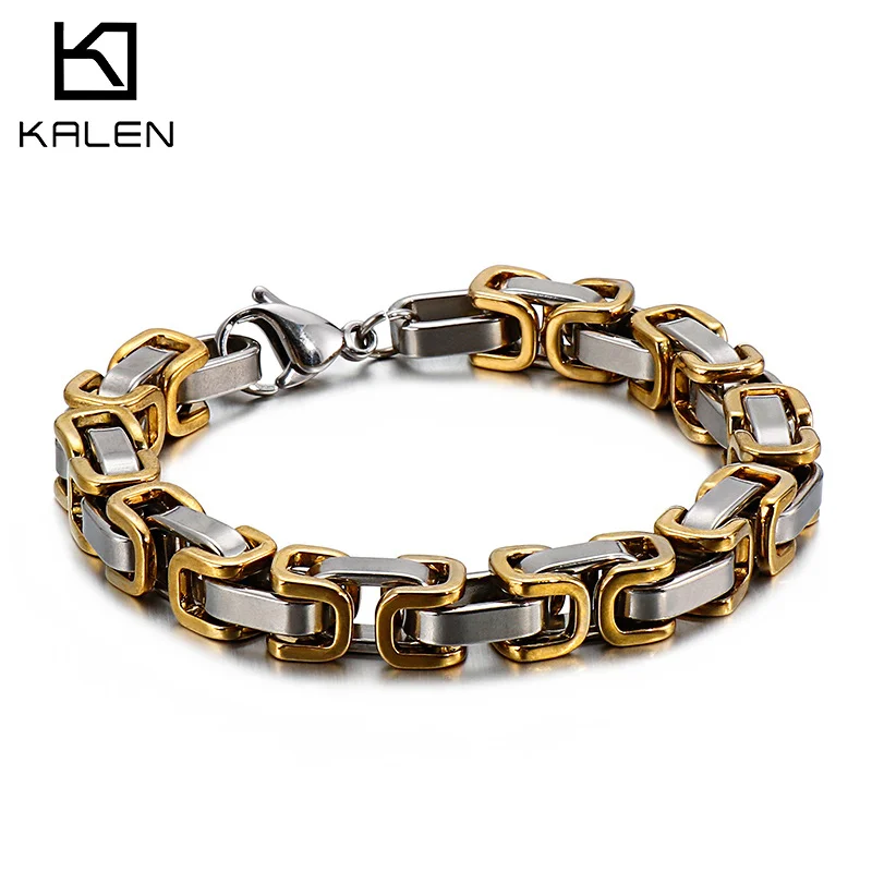 Kalen 4/6/8mm Kaiser Kette Armbänder Für Männer Hip Hop Byzanz Schmuck Edelstahl Armband Link Charme männlichen Zubehör Image