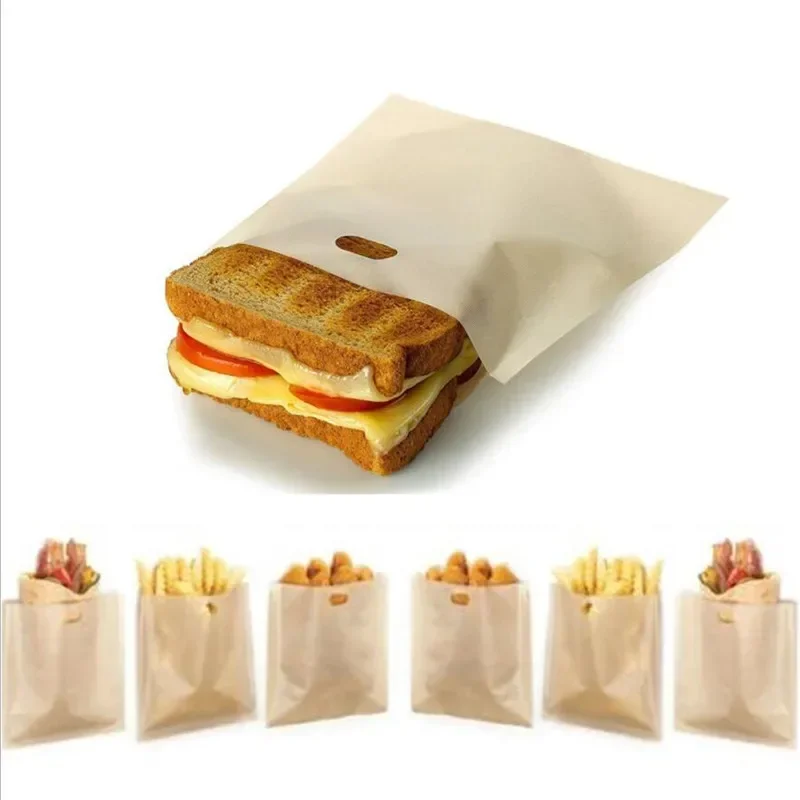 5 Stück wiederverwendbare Toaster-Beutel, antihaftbeschichtet, Brottasche, Sandwich-Beutel, Fiberglas, Toast, Mikrowelle, Heizung, Gebäck, Werkzeuge, Backbleche Image