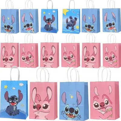 Disney Lilo &Stitch Gift Bags Birthday Party Decor Stitch Paper Handle Bag Candy Gift Packing bag