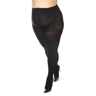 Plus Size Women's Memoi Rib Opaque Control Top Tights by MeMoi in Black (Size 22/24)