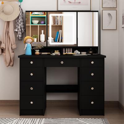 Vanity Desk with Mirror and Lights, Large Makeup Vanity Dressing Table