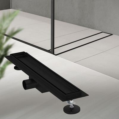 Duschrinne 2in1 Edelstahl, 50 cm, Schwarz, befliesbar, extra flach - Luxebath