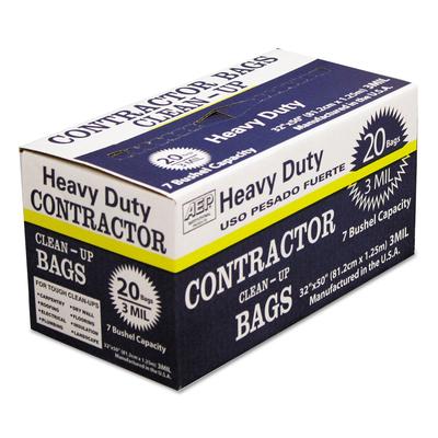 Webster Industries 186470 Heavy-Duty Contractor Clean-Up Bags, 60 gal, 3 mil, 32