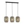 Suspension hummel E27 3x25W métal noir, abat-jour bambou tressé naturel h: 140cm l: 69cm l: 17cm