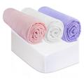 Drap housse 70x160 Rose Blanc Parme (Lot de 3) + 2 Alèses