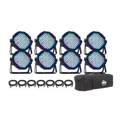 Eliminator Lighting MEGA FLAT PAK8 EP Kit with 8 Mega Par Profile EP LED Pars, 7 DMX Cables, an MEGA FLAT PAK8 EP