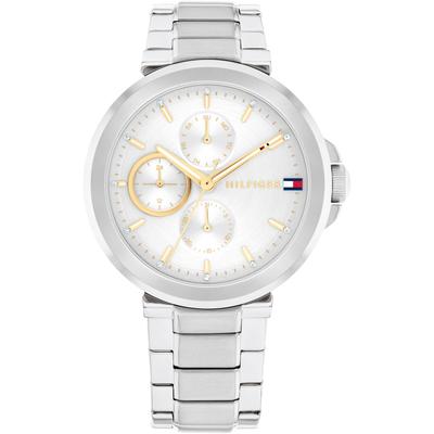 Multifunktionsuhr TOMMY HILFIGER "LORI", silber (silberfarben, silberfarben), Armbanduhren, Damen, Quarzuhr, Armbanduhr, Damenuhr, Edelstahlarmband, Edelstahlarmband Image