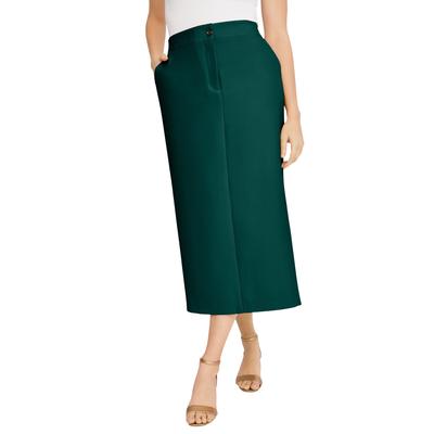 Plus Size Women's Tummy Control Bi-Stretch Midi Skirt by Jessica London in Emerald Green (Size 14 W)