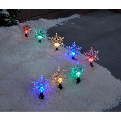 Color-Changing Pathway Lights, Set of 8 by BrylaneHome in Snowflake