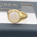 J. Crew Jewelry | Jcrew Demi-Fine 14k Gold Moonstone Signet Ring Size 7 | Color: Gold/White | Size: 7