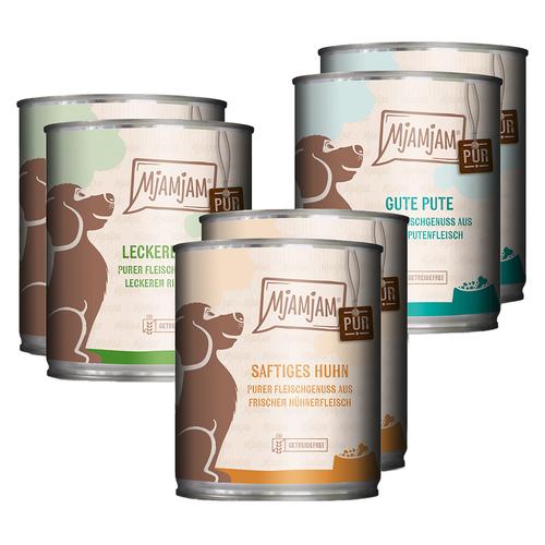 6x 800g Mix I (3 Sorten) MjAMjAM purer Fleischgenuss Hundefutter nass