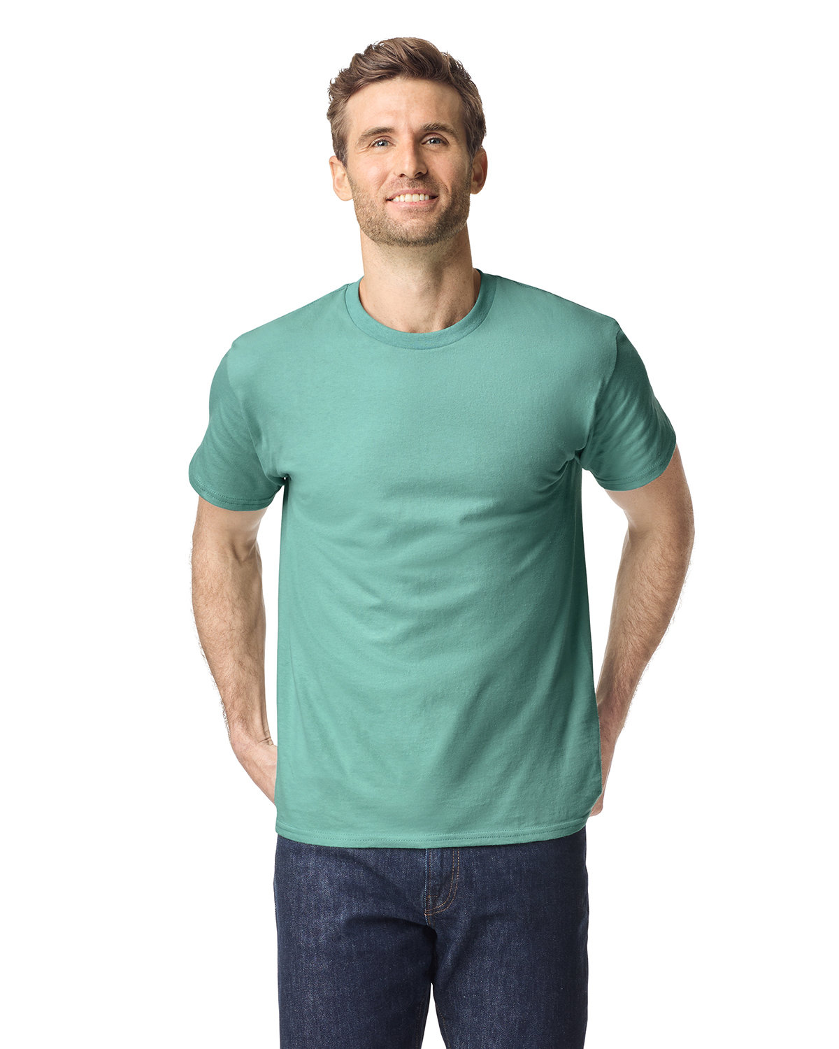 Gildan G500 Adult Heavy Cotton T-Shirt in Aquatic size Large 5000, G5000