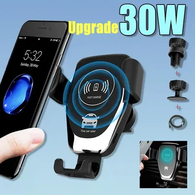 Wireless Charging Phone Car Holder Charger 30W For iPhone 15 14 13 12 11 Pro XS Max XR Samsung Xiaomi Fast Car Wireless Chargers
