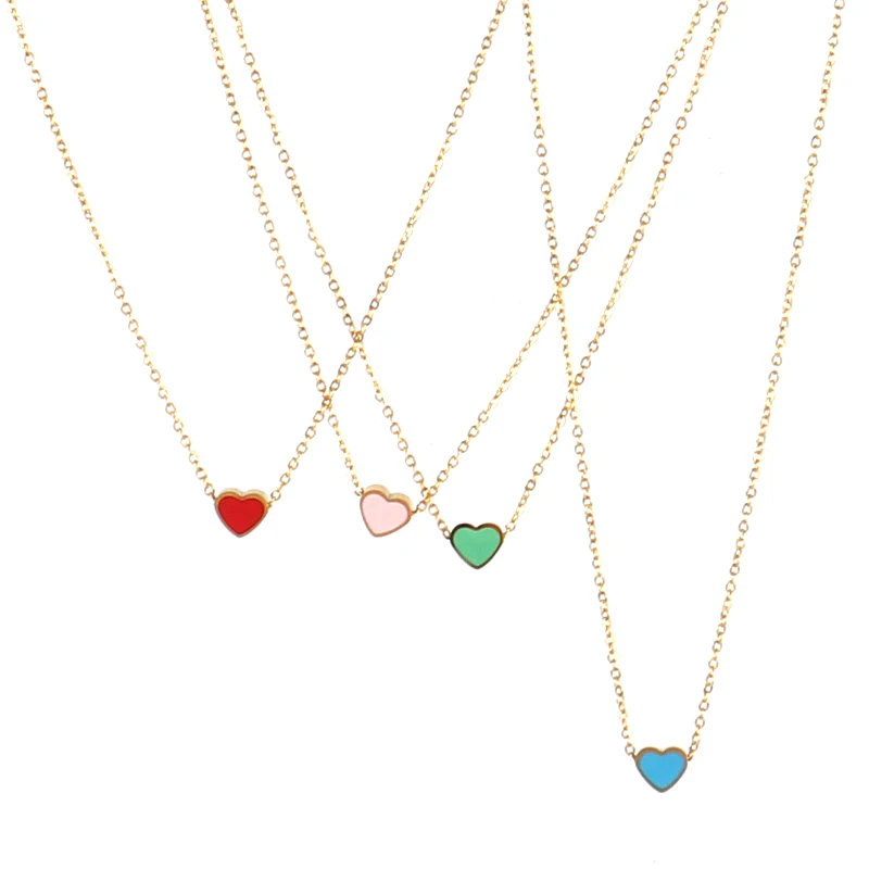Collana femminile in acciaio inossidabile 316L per donna collana con ciondolo a forma di cuore Color Love collana con ciondoli a forma di cuore regali di gioielli di moda