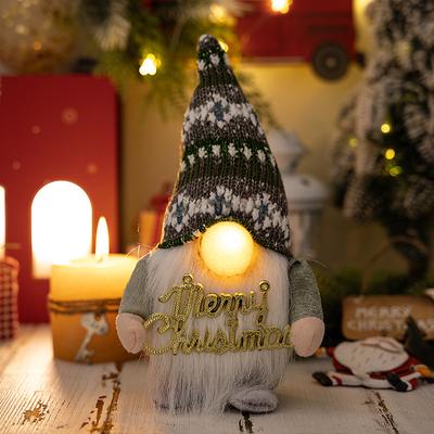 1pc Gnome Christmas Faceless Doll with LED Light, Rustic Knitted Luminous Rudolph Gnome for Holiday Room, Home, Office, and Christmas Themed Party Decorations