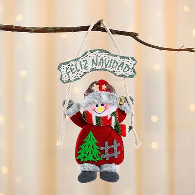 Christmas KT Board Fabric Hand-Raising Figurine Hangings, Christmas Tree Ornaments, Scene Decoration Letter Sign Hangings