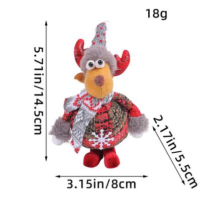 Christmas Decoration, Santa Claus and Reindeer Figurine Standing Decorations, Dwarf Girl Doll Ornaments for Festive Christmas Trees