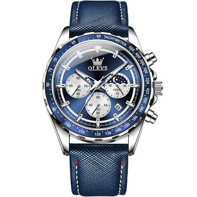 OLEVS 2945 Men's Watch High Quality Multi functional Luminous Moon Phase Chronograph Trendy Luxury Brand Diving Series Men Watch