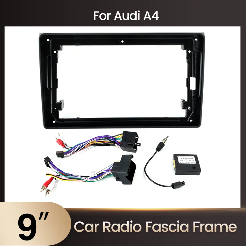 MEKEDE 9 zoll Auto Radio Gesicht Rahmen Kabel Für AUDI A4 S4 RS4 8E 8F B9 B7 Fascia Stereo Panel Dash kit Umrüstung Installation Lünette Image