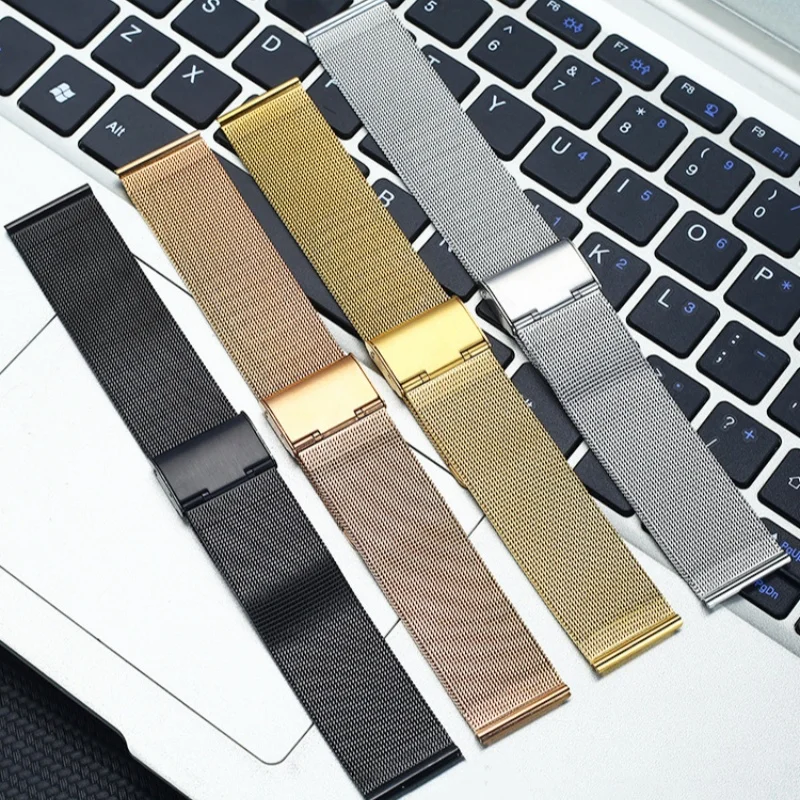 22mm 20mm Milan Loop Gürtel Schnell verschluss Metallgitter Gürtel für Samsung Galaxy Huawei Uhr Universal Armband Flach kopf Image