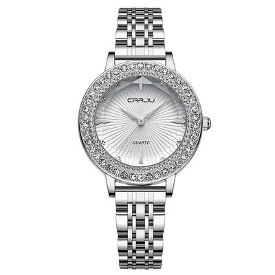 CRRJU Women's Watch Top Luxury Brand Quartz Steel Watches For Ladies Punk Elegant Zircon Crystal Fashion Wristwatch