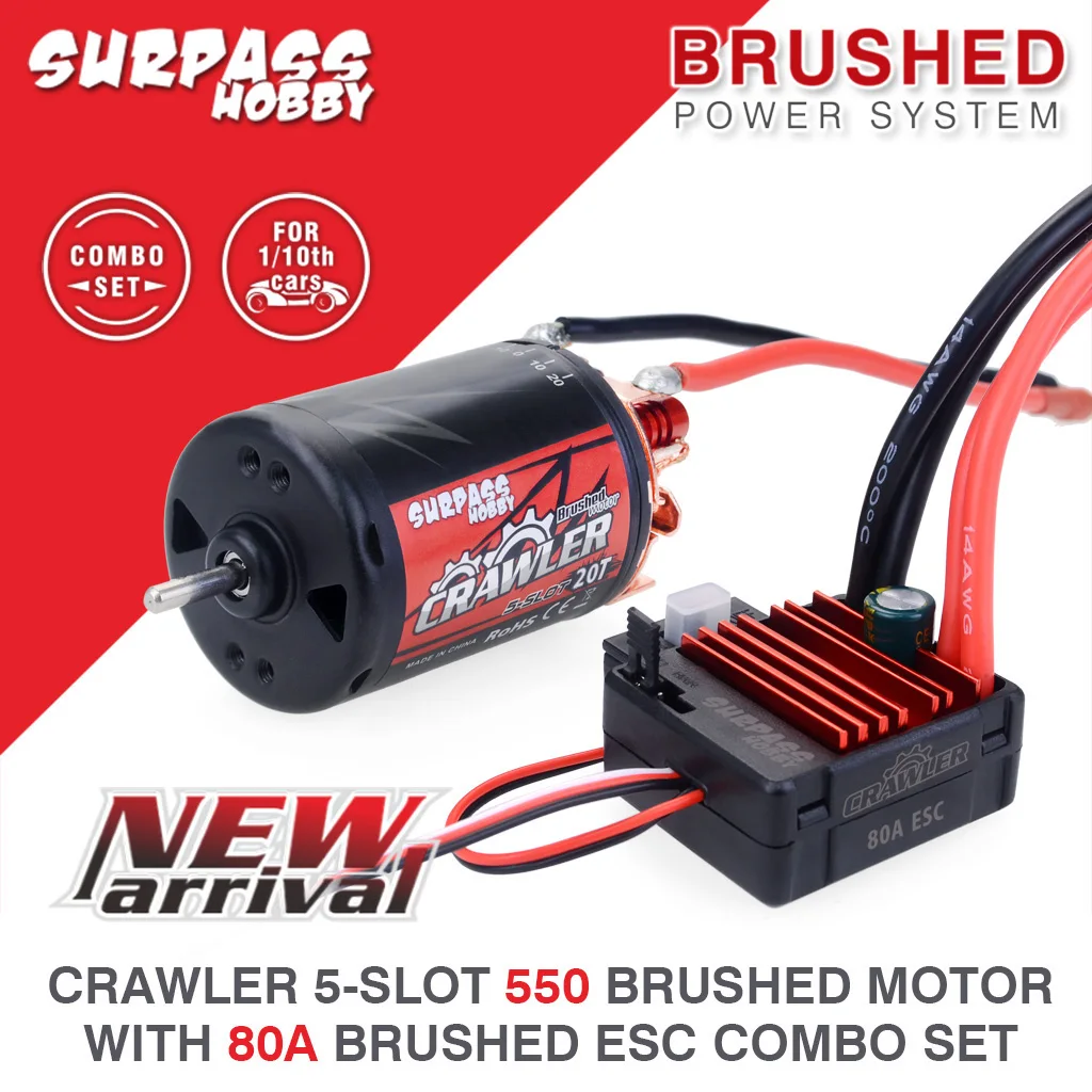 Übertreffen Hobby 5-Slot 550 10t 12t 16t 20t Motor 80a esc für Traxxas Trx4 Trx6 Wltoys 124018 144001 1/10 1/12 rc Auto Boot