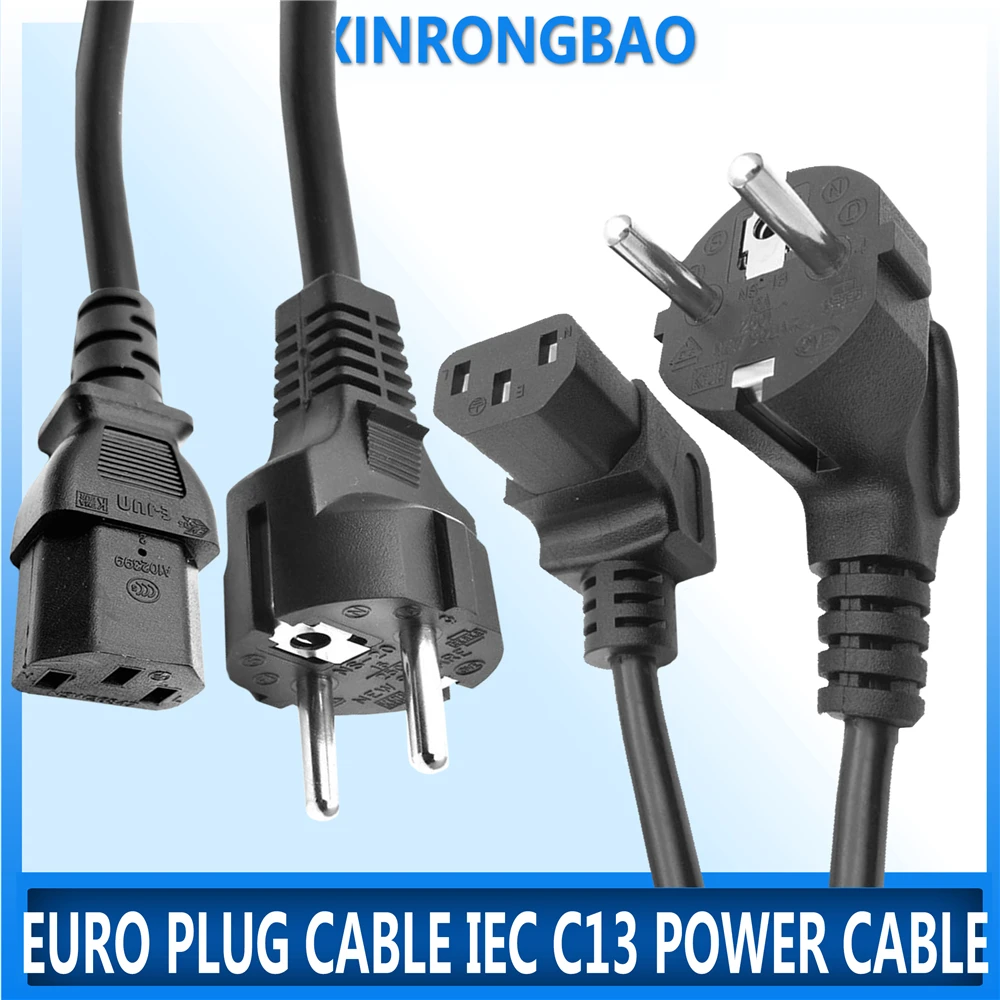 Euro Stecker Kabel IEC C13 Computer Power Kabel Verlängerung Kabel 0,3 m 1m 1,5 m 2,5 m EU Power kabel Für Monitor NETZTEIL Antminer Drucker BK Image
