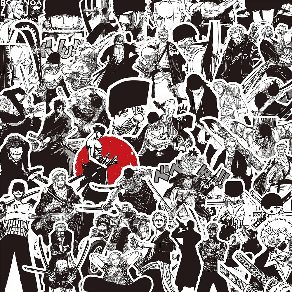 75PCS Cool One Piece Zoro Anime Aufkleber DIY Kühlschrank Gitarre Laptop Motorrad Reise Wasserdichte Graffiti Kid Aufkleber Geschenk Image