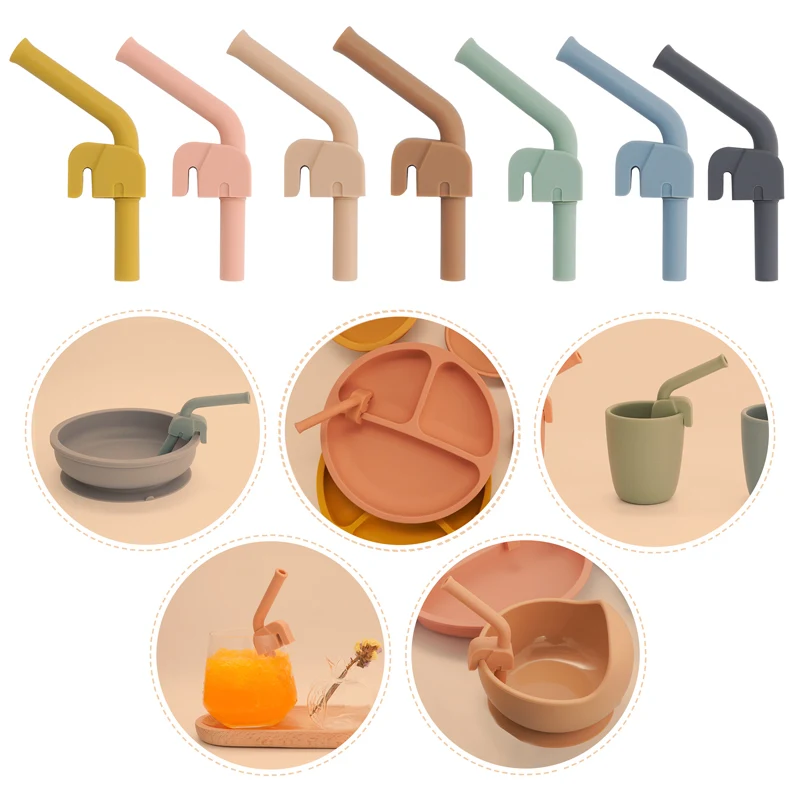 1Pcs Wiederverwendbare Silikon Kinder Trinkwasser Stroh Baby, Kleinkind Fütterung Stroh Gerichte Liefert Baby Zubehör Image