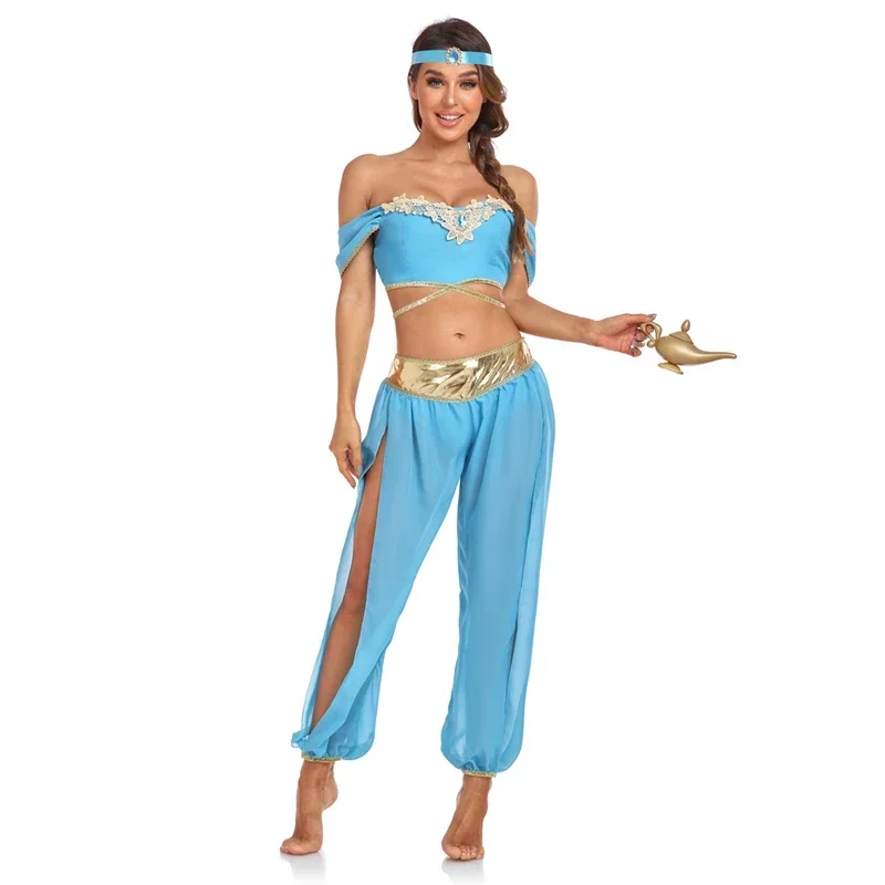 Erwachsene Prinzessin Jasmin Kostüm Aladin und die magische Lampe Frauen Karneval Party Fancy Dress Up Halloween Kostüme Image
