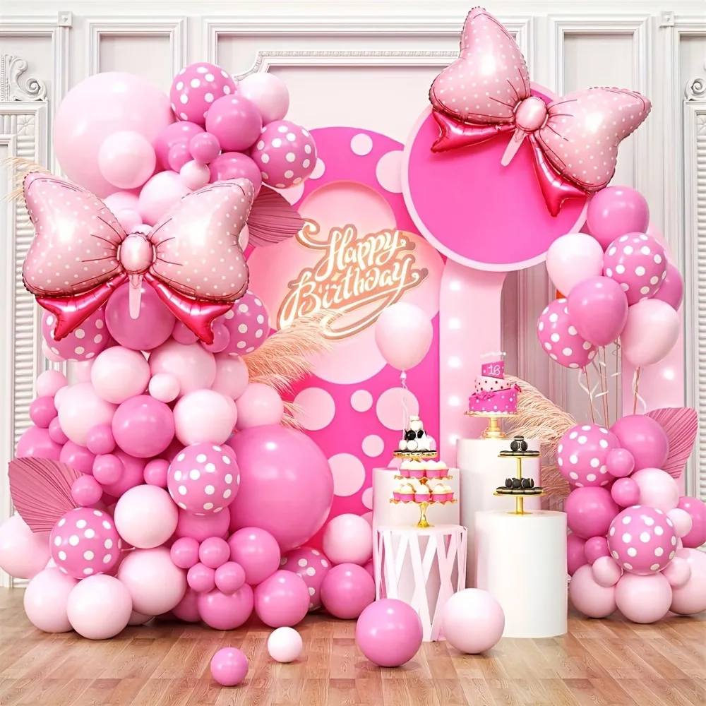 100 Stück rosa Ballon Girlande Bogen Set Aluminium Film Bogen Prinzessin Thema Valentinstag Geburtstag und Ball Dekoration Image