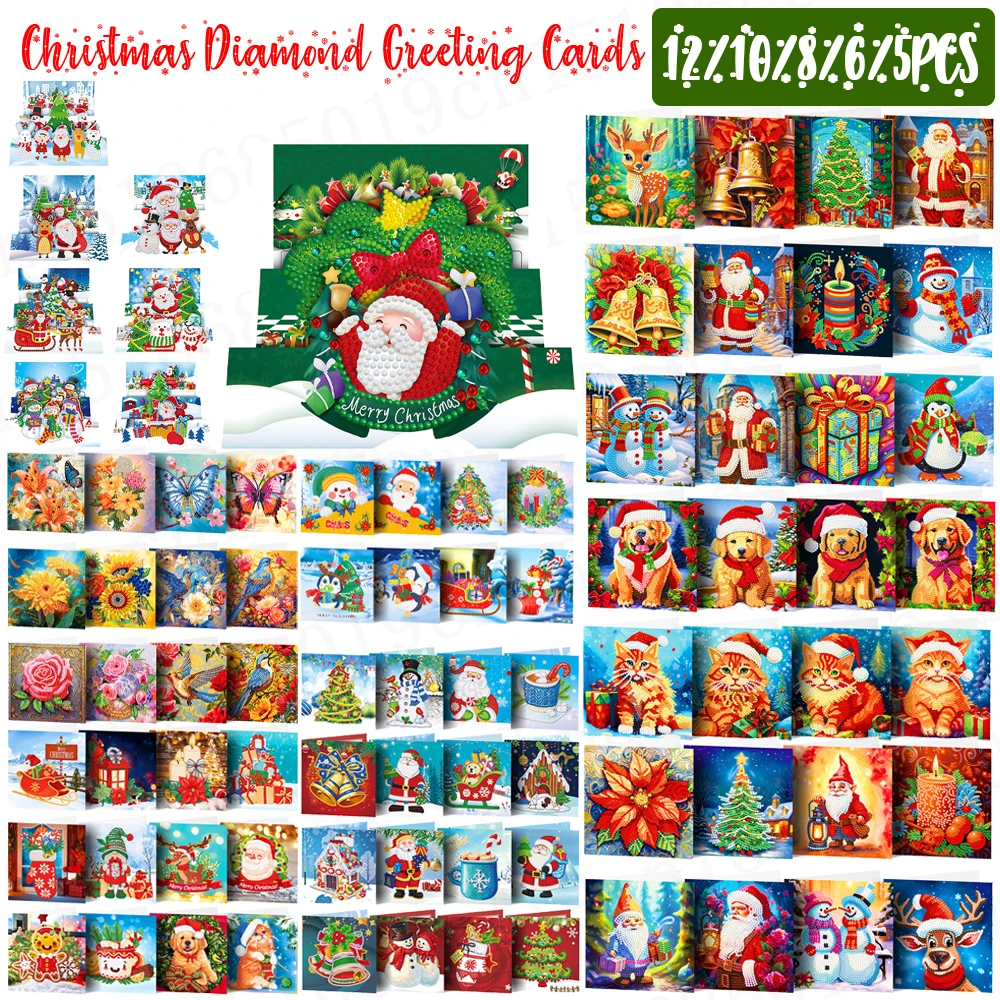 Diamant malerei Gruß karte 20/16//6pcs handgemachte DIY Diamant Stick karten Frohe Weihnachten Neujahr Postkarten Image