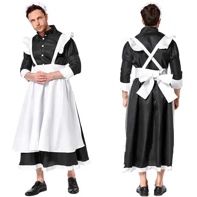 Plus Size Maid Kostüm für Männer Frauen Ansprechende Set Bühne Kellner Kostüme Big Rock Halloween Image