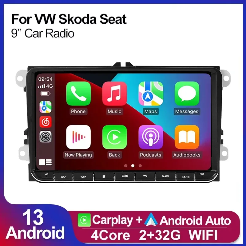 MEKEDE Android 13 Autoradio GPS für Volkswagen Passat B6 Skoda Octavia Golf 5 6 Touran Polo Jetta Multimedia Player