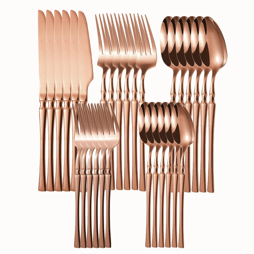 /40pcs Roségold Geschirr Set Edelstahl Besteck Set Messer Gabel Löffel Abendessen Geschirr Küche Besteck Tischset