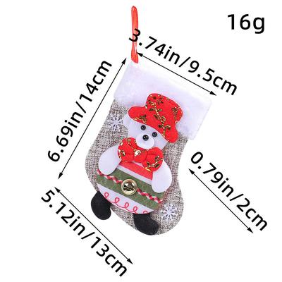 Cartoon Plush Christmas Stocking Ornaments, Santa Claus and Snowman Candy and Gift Pouch for Christmas Trees