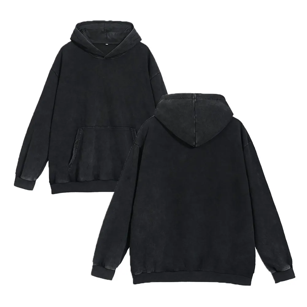 Männer Frauen gewaschen Retro Kapuze Sweatshirt einfarbig 100% Baumwolle lässig Gothic Harajuku Stil Pullover Street Hip Hop Kleidung Image