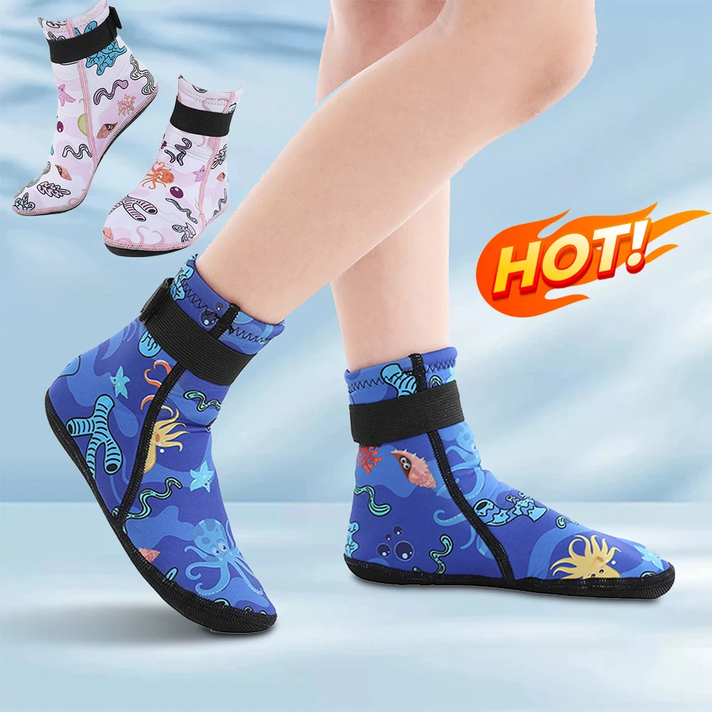 Neopren Schnorcheln Schuhe 3mm Für Kinder Tauchen Flossen Socken Kinder Strand fuß schutz Stiefel Winter Schwimmen Warm Halten Image